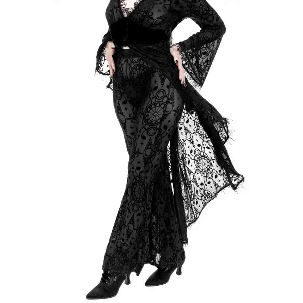 Restyle - Unhallowed BurnOut Bell bottom broek - Zwart